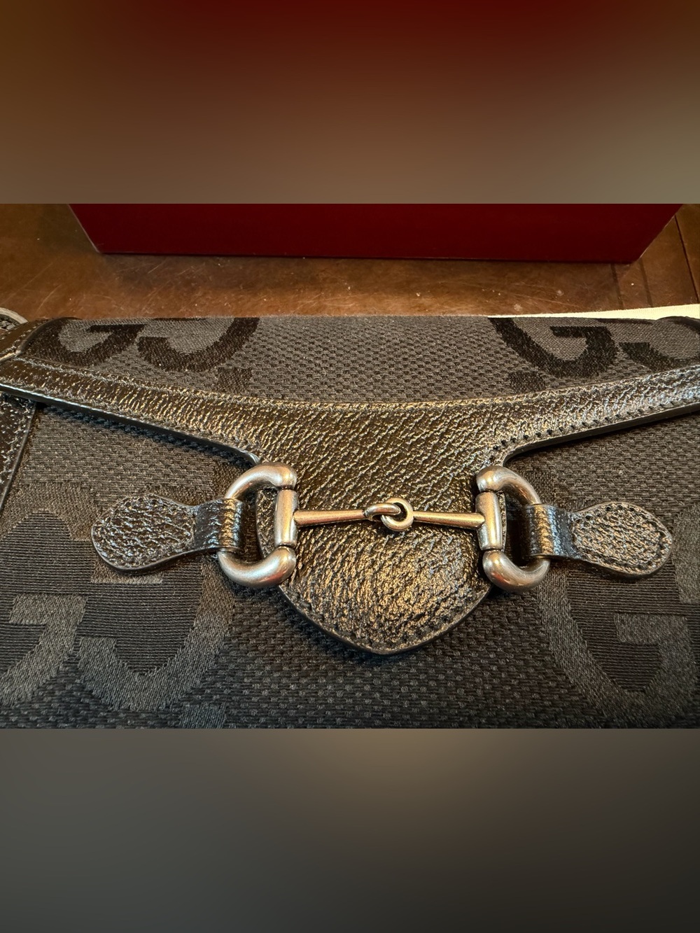 New Authentic Gucci GG Supreme Jumbo Logo Black Crossbody Bag - Picture 11 of 14